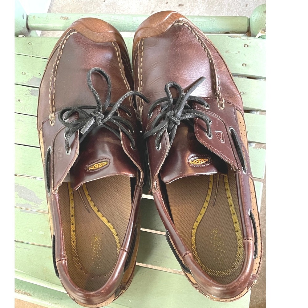 Keen Mens Newport Boat Shoes 14 Waterproof Brown Leather Moc Toe Lace Up 1002902